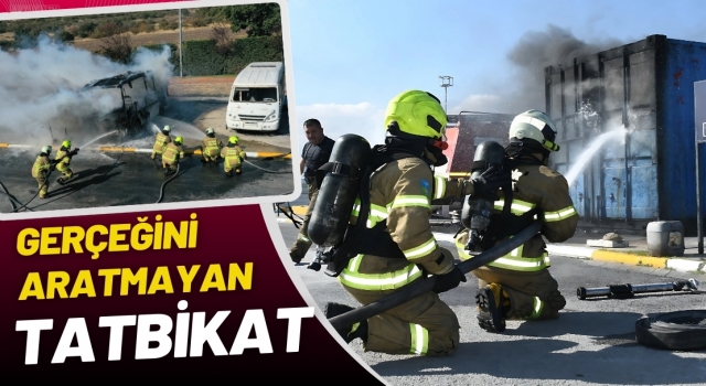 Balıkesir İtfaiyesinin eğitim tatbikatı gerçeği aratmadı