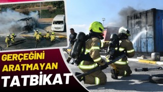 Balıkesir İtfaiyesinin eğitim tatbikatı gerçeği aratmadı